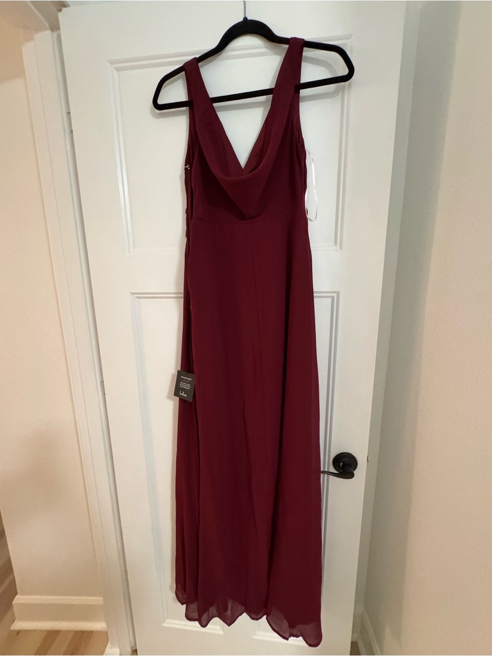 Lulu's Wine Red Cowl-Back Maxi Dress
